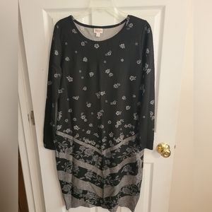 LulaRoe Black and Gray Floral Dress